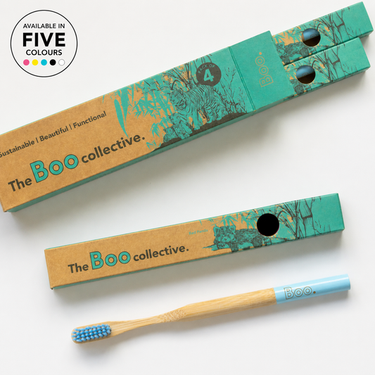 4 pack of blue bamboo toothbrushes
